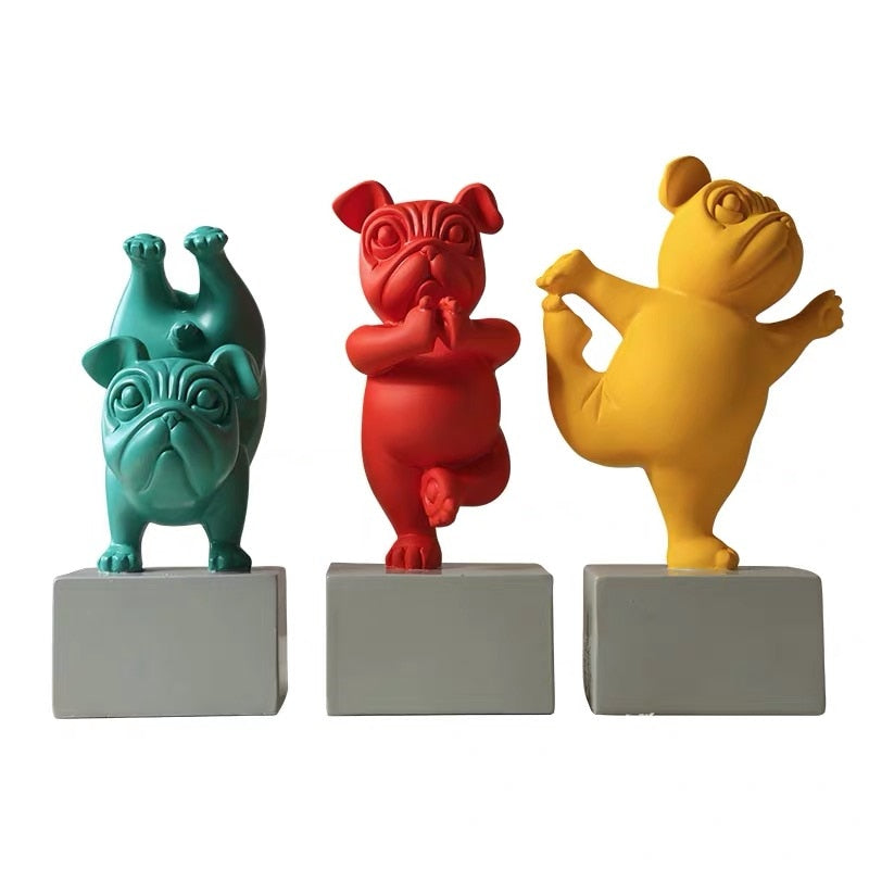 Homezie.de-Homezie Resinfigur | Abstrakt | Yoga Bulldog Statue für Wohnraumdekoration
