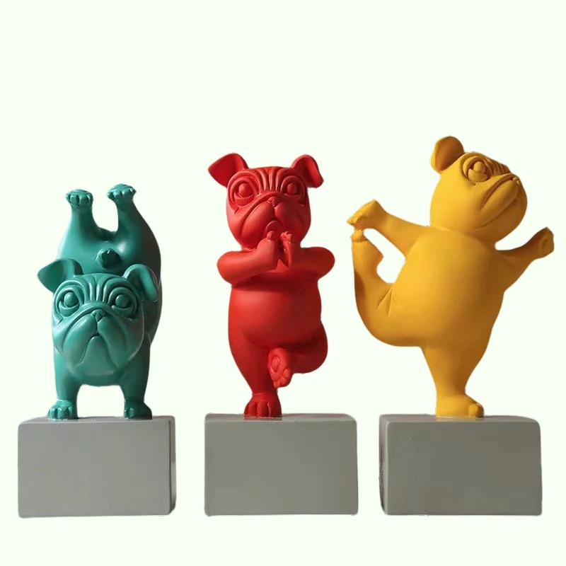 Homezie.de-Homezie Resinfigur | Abstrakt | Yoga Bulldog Statue für Wohnraumdekoration