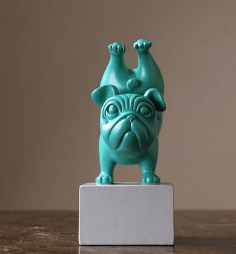 Homezie.de-Homezie Resinfigur | Abstrakt | Yoga Bulldog Statue für Wohnraumdekoration