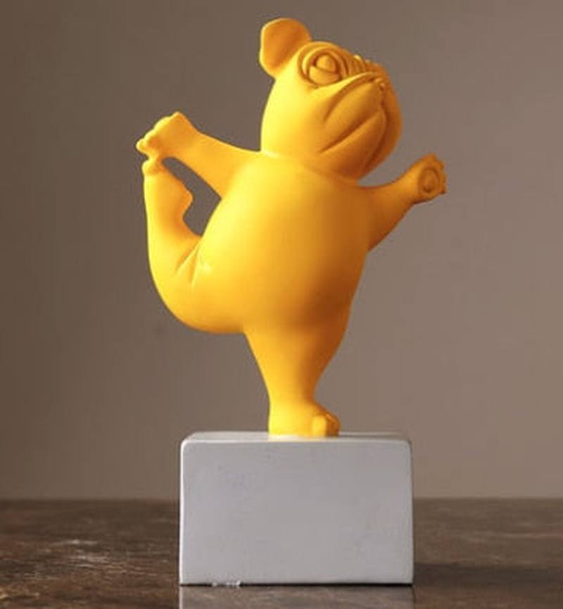 Homezie.de-Homezie Resinfigur | Abstrakt | Yoga Bulldog Statue für Wohnraumdekoration