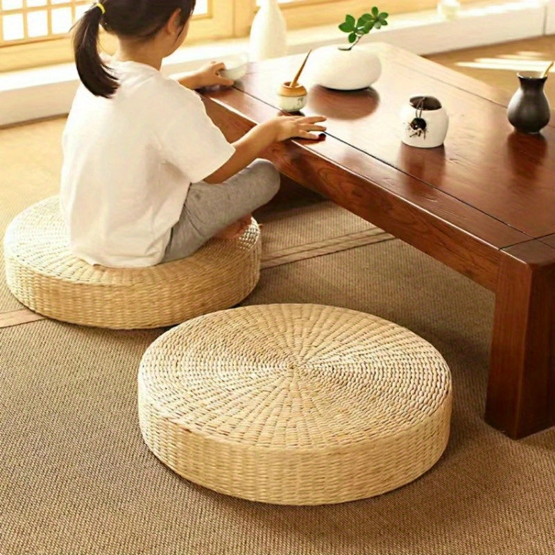 Homezie.de-Homezie Runde Pouf | Handgemacht | Tatami Kissen für Wohnraumdeko
