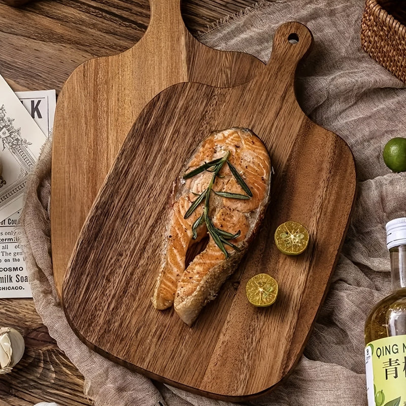 Homezie.de-Homezie Schneidebrett | Akazienholz mit Griff | Multifunktionale Servierplatte für Käse, Fleisch und Obst