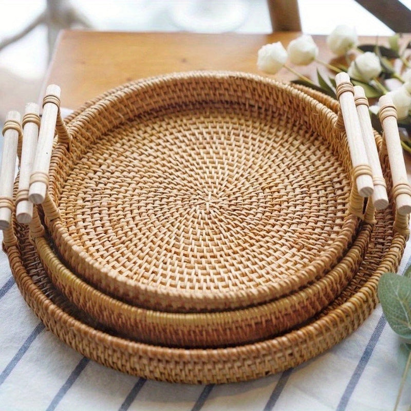 Homezie.de-Homezie Servicetray | Rattan Geflochten | Hitzebeständige Platzmatte für Küche und Esszimmer