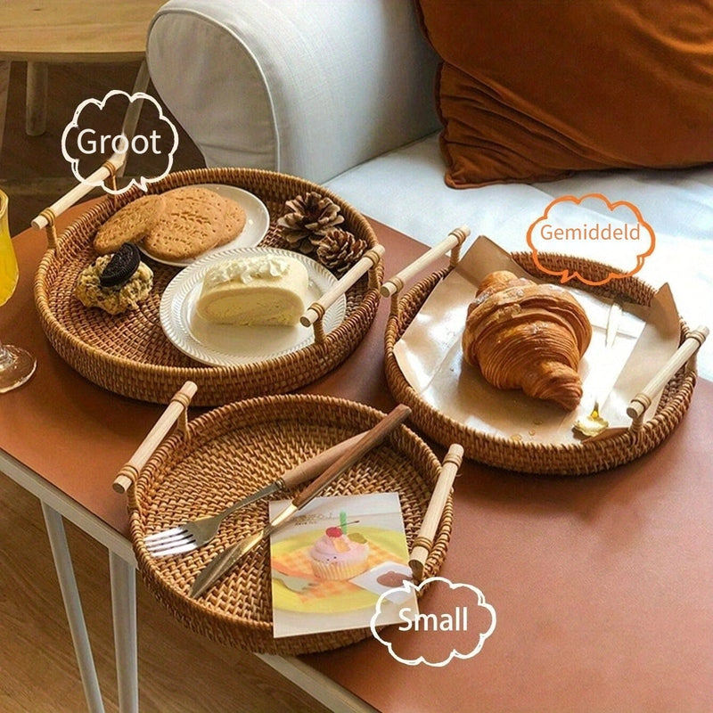 Homezie.de-Homezie Servicetray | Rattan Geflochten | Hitzebeständige Platzmatte für Küche und Esszimmer
