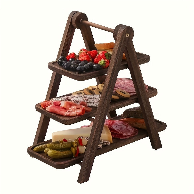 Homezie.de-Homezie Servierplatte | 3-Ebenen Rustikales Holz | Festplatte für Hochzeiten und Wohnkultur