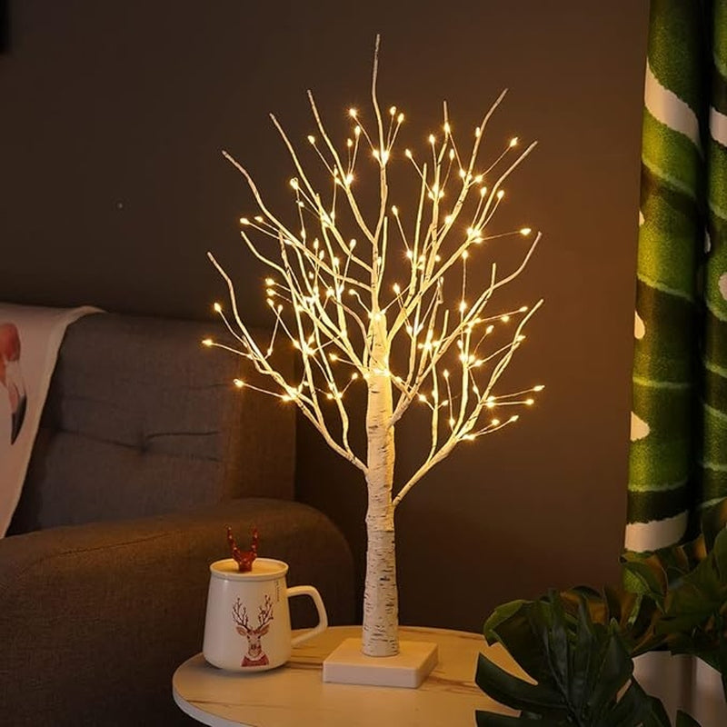 Homezie.de-Homezie Tischlampe | Natürlicher Birkenlook | Beruhigende Beleuchtung für Wohnräume