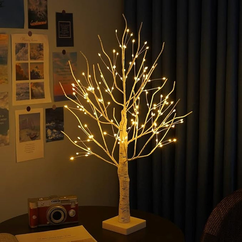 Homezie.de-Homezie Tischlampe | Natürlicher Birkenlook | Beruhigende Beleuchtung für Wohnräume