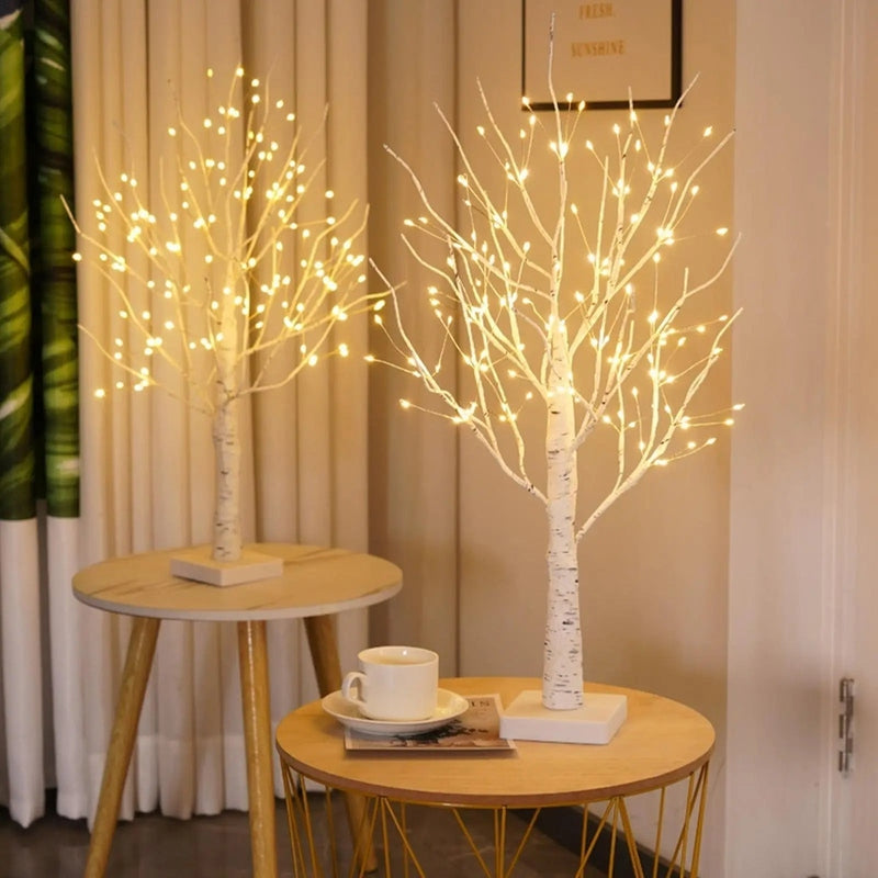 Homezie.de-Homezie Tischlampe | Natürlicher Birkenlook | Beruhigende Beleuchtung für Wohnräume