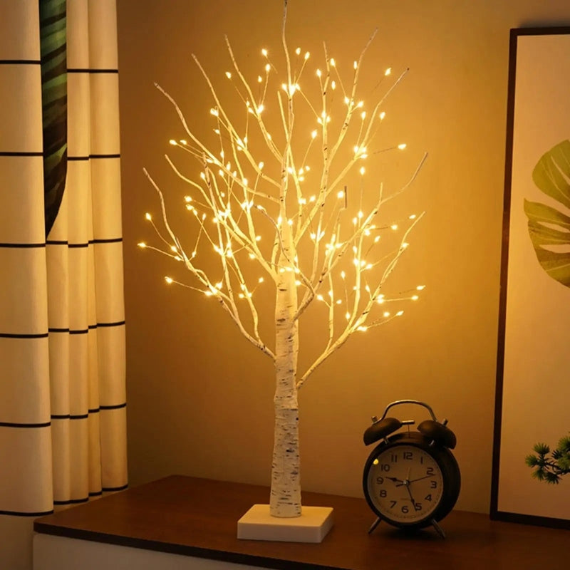 Homezie.de-Homezie Tischlampe | Natürlicher Birkenlook | Beruhigende Beleuchtung für Wohnräume