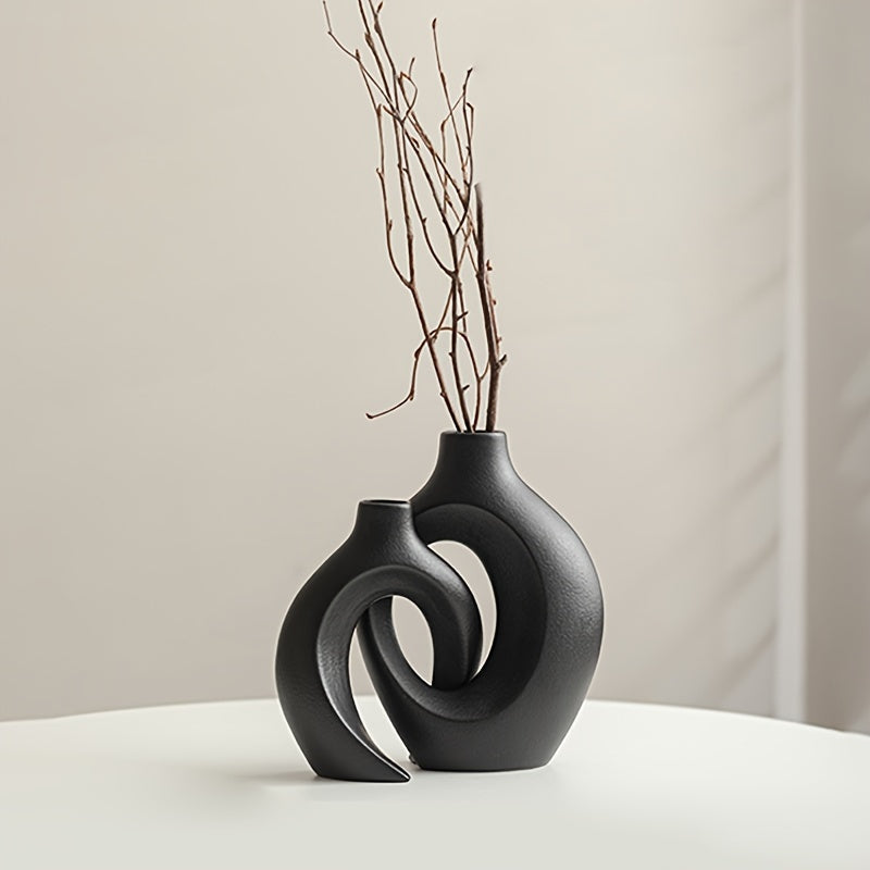 Homezie.de-Homezie Vaasornament | Schwarzes Keramik | Moderne Wohnkultur