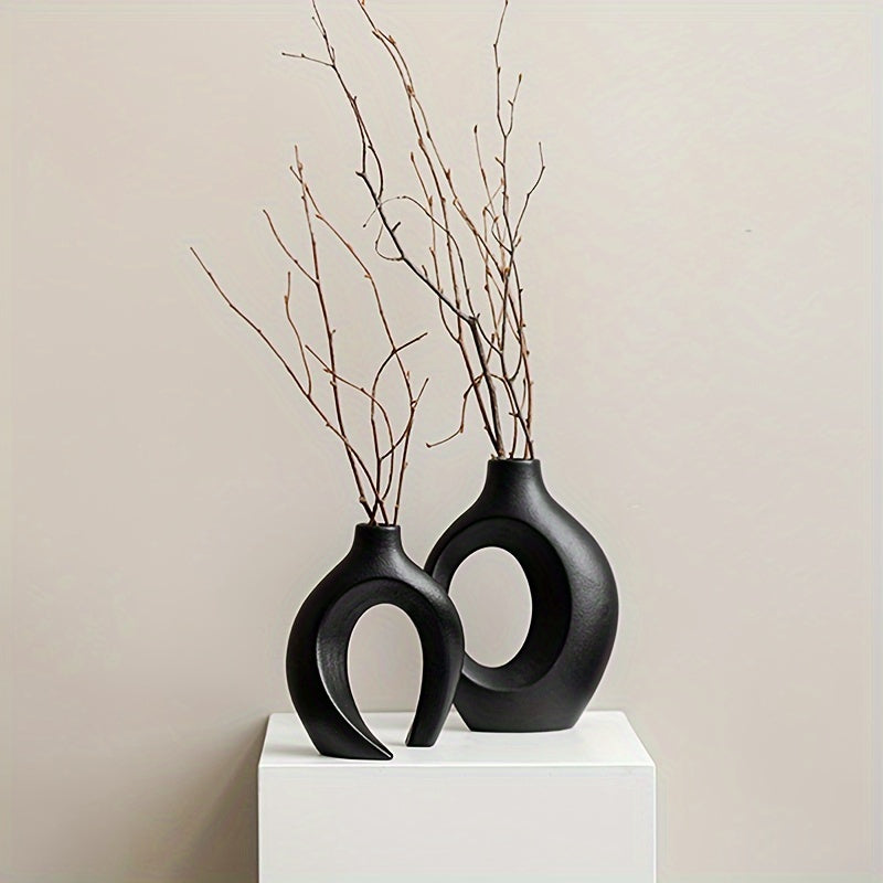 Homezie.de-Homezie Vaasornament | Schwarzes Keramik | Moderne Wohnkultur