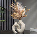 Homezie.de-Homezie Vasen | 2 Stk/Set, Weiße Keramische | Wohnaccessoires Boho-Stil