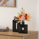 Homezie.de-Homezie Vasen Set | Weiße Keramische Quadratische Vasen | Rustikale Boho Wohnkultur