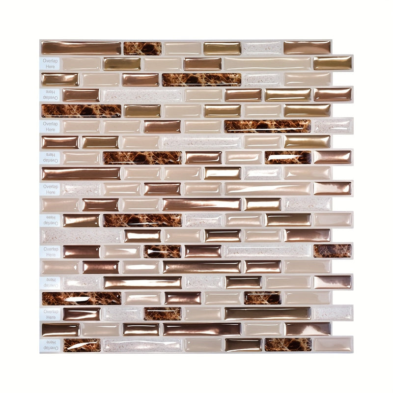 Homezie.de-Homezie Wanddekoration | 10-teilige Selbstklebende 3D Mosaik | Für Küche und Bad