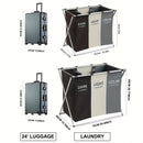 Homezie.de-Homezie Wäschekorb | 3-Section Aufklappbar | Für Zuhause & Dormitorium