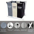 Homezie.de-Homezie Wäschekorb | 3-Section Aufklappbar | Für Zuhause & Dormitorium