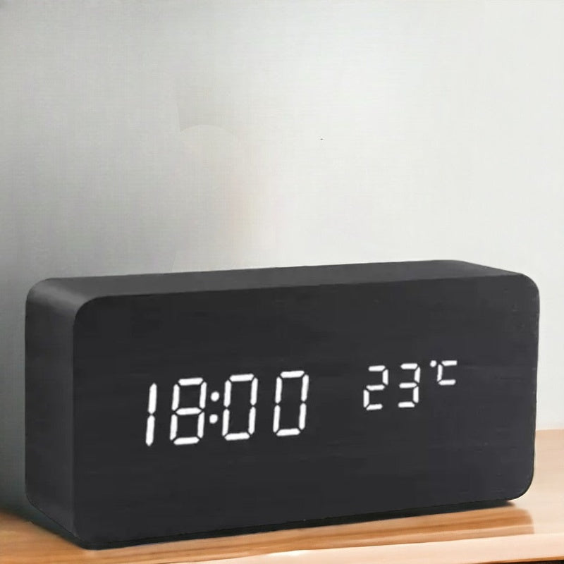 Homezie.de-Homezie Wecker | Holzoptik | LED-Display | Sprachsteuerung für Ihr Zuhause