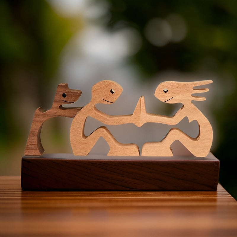 Homezie Holzskulptur | Handgefertigte Eleganz | Symbol für die Verbindung zwischen Mensch und Hund