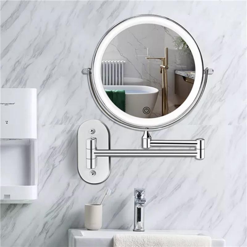 Homezie.de-Wandlampen-Homezie Badezimmer Spiegel | Wiederaufladbar | 360° drehbar und 5-fach Vergrößerung für präzises Make-up