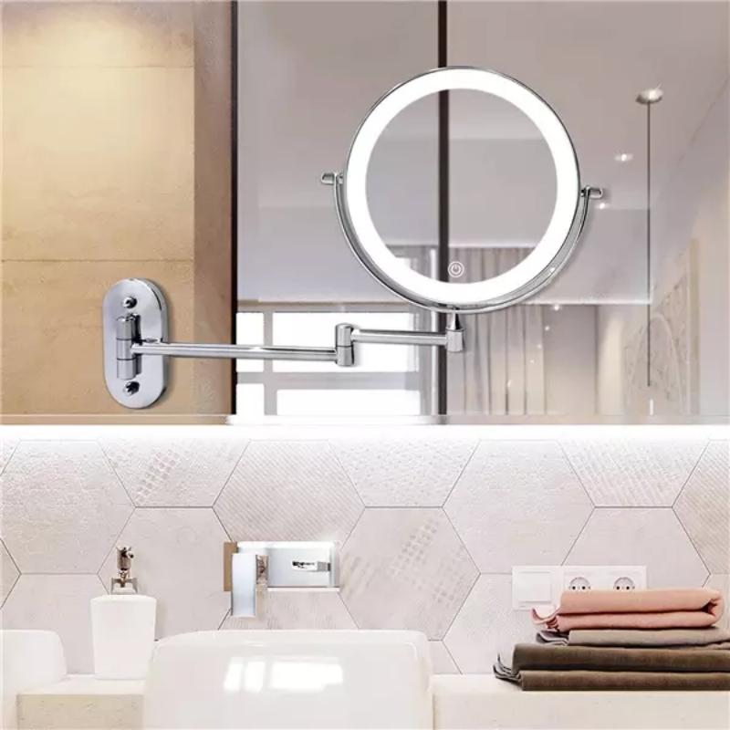 Homezie.de-Wandlampen-Homezie Badezimmer Spiegel | Wiederaufladbar | 360° drehbar und 5-fach Vergrößerung für präzises Make-up
