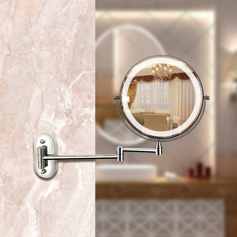 Homezie.de-Wandlampen-Homezie Badezimmer Spiegel | Wiederaufladbar | 360° drehbar und 5-fach Vergrößerung für präzises Make-up