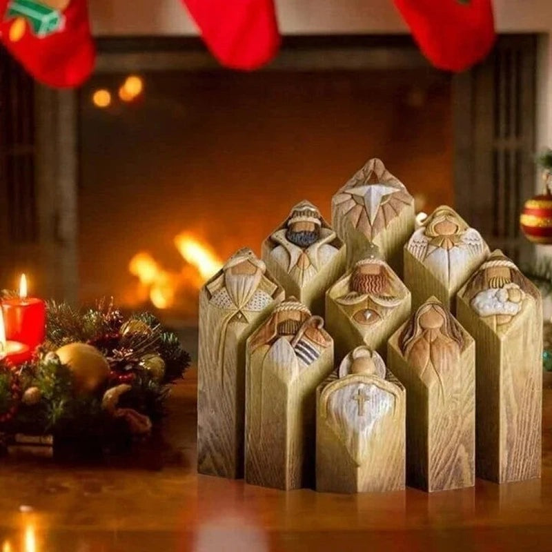 Homezie.de-wanduhru20240717-Homezie Weihnachtskrippe Figuren | Himmlische Handwerkskunst | Spirituelle Dekoration für das Weihnachtsfest