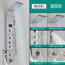 Homezie Duschpaneel | Schwarzes Nickel, 6 Funktionen mit LED-Beleuchtung | Für Dusche und Wellnessbereich