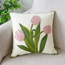 Homezie Kissenbezug | Florale Stickerei, Baumwoll-Canvas, verdeckter Reißverschluss | Für Sofa und Schlafzimmer
