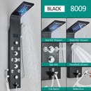 Homezie Duschpaneel | Schwarzes Nickel, 6 Funktionen mit LED-Beleuchtung | Für Dusche und Wellnessbereich