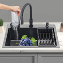 Homezie Küchenspülbecken aus Edelstahl | Ausziehbare Armatur, Becherreiniger & Seifenspender | Für moderne Küchen