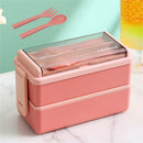 Homezie Bento-Box | 1.400 ml, 2 Ebenen, mehrere Fächer & Besteck | Auslaufsichere Lunchbox für Schule, Büro & unterwegs