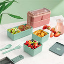 Homezie Bento-Box | 1.400 ml, 2 Ebenen, mehrere Fächer & Besteck | Auslaufsichere Lunchbox für Schule, Büro & unterwegs