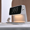 Homezie Nachttischlampe | 3-in-1 LED-Leuchte mit Wecker und kabelloser Ladestation | Für Schlafzimmer und Nachttisch