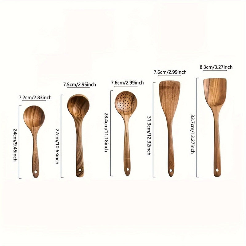 Homezie.de-Homezie Küchengeräte Set | 5-Teiliges Holzkochgeschirr | Perfekt für Zuhause Kochen