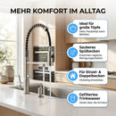 Homezie 3-Wege-Küchenarmatur | Ausziehbare Brause, 360° schwenkbar & Trinkwasseranschluss | Für moderne Küchen