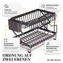 Homezie Abtropfgestell | 2 Ebenen, faltbar & erweiterbar | Für eine organisierte Küche