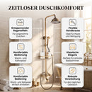 Homezie Duschsystem im Antik-Messing-Look | Regendusche, Handbrause & Wannenarmatur | Für klassische Badezimmer