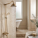 Homezie Duschsystem im Antik-Messing-Look | Regendusche, Handbrause & Wannenarmatur | Für klassische Badezimmer