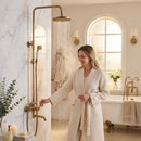 Homezie Duschsystem im Antik-Messing-Look | Regendusche, Handbrause & Wannenarmatur | Für klassische Badezimmer