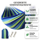 Homezie Gestreifte Stoffhängematte | 200 × 150 cm | Mit Tragetasche und Aufhängeseilen | Bis 200 kg