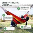 Homezie Gestreifte Stoffhängematte | 200 × 150 cm | Mit Tragetasche und Aufhängeseilen | Bis 200 kg