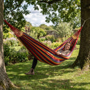 Homezie Gestreifte Stoffhängematte | 200 × 150 cm | Mit Tragetasche und Aufhängeseilen | Bis 200 kg