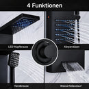 Homezie Hydromassage-Duschpaneel | Schwarzes Edelstahl, Massagejets, Wasserfall & LED | Für moderne Badezimmer