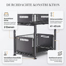 Homezie Küchenregal | 2 Ebenen mit ausziehbaren Körben & höhenverstellbar | Für Küche und Spüle