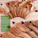 Homezie Küchenutensilien-Set | 11-teilig aus Teakholz mit Halter | Kochbesteck für Kochen, Braten und Servieren