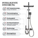 Homezie Thermostat-Duschsystem | LED-Temperaturanzeige, Regendusche & Handbrause | Für modernes Badezimmer