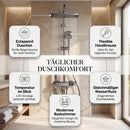 Homezie Thermostat-Duschsystem | LED-Temperaturanzeige, Regendusche & Handbrause | Für modernes Badezimmer