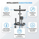 Homezie Thermostat-Duschsystem | LED-Temperaturanzeige, Regendusche & Handbrause | Für modernes Badezimmer