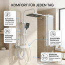 Homezie Thermostat-Duschsystem | LED-Temperaturanzeige, Regendusche & Handbrause | Für modernes Badezimmer