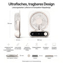 Homezie Tischventilator | Wiederaufladbar mit 199 Geschwindigkeitsstufen & Digitalanzeige | Für Zuhause und Büro